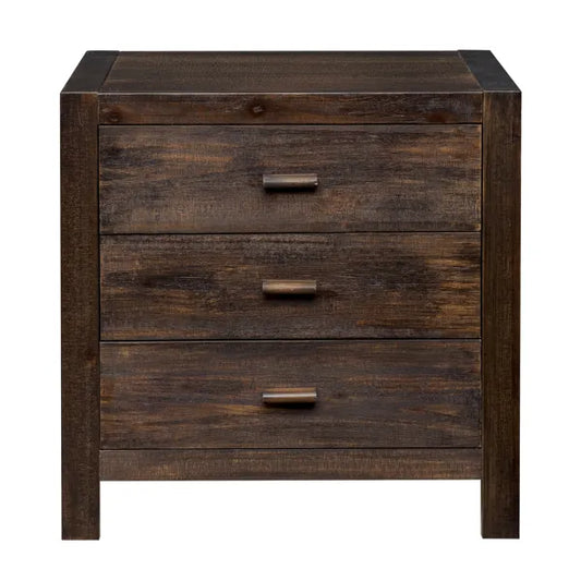 Wood Nightstand End Side Table With 3 Drawer
