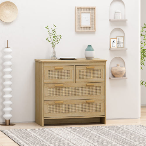 4 Drawer Rattan Cabinet For Bedroom