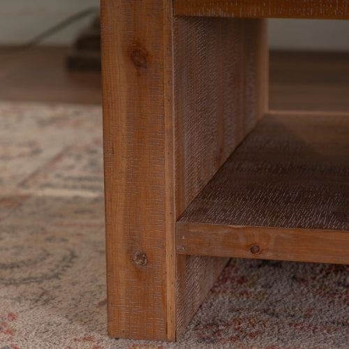 2-Tier Rustic Coffee Table With Storage Shelf