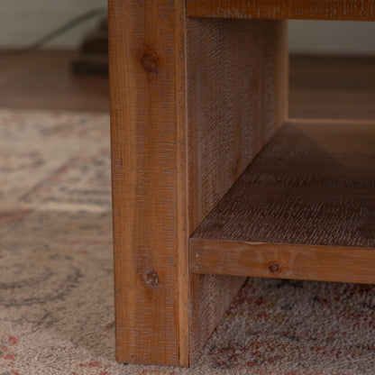 2-Tier Rustic Coffee Table With Storage Shelf