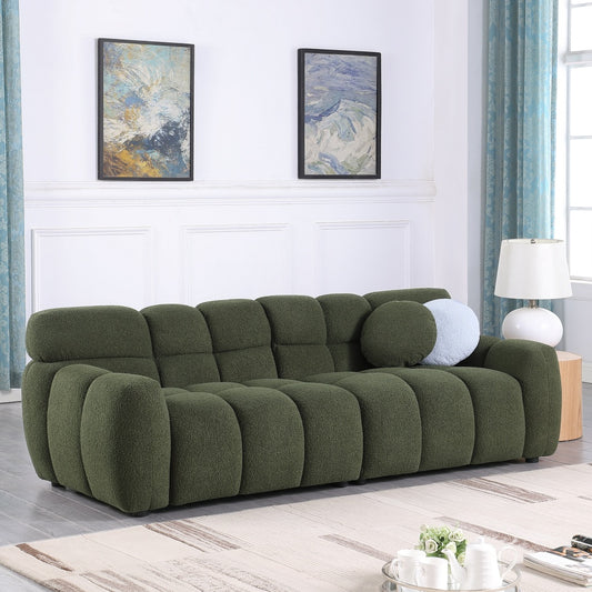 Marshmallow Luxe Bouclé Sofa (Olive Green)