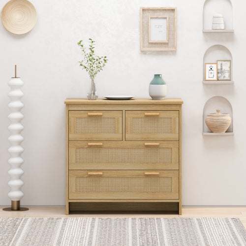 4 Drawer Rattan Cabinet For Bedroom