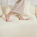 Curved Modular Sectional Sofa in White Chenille