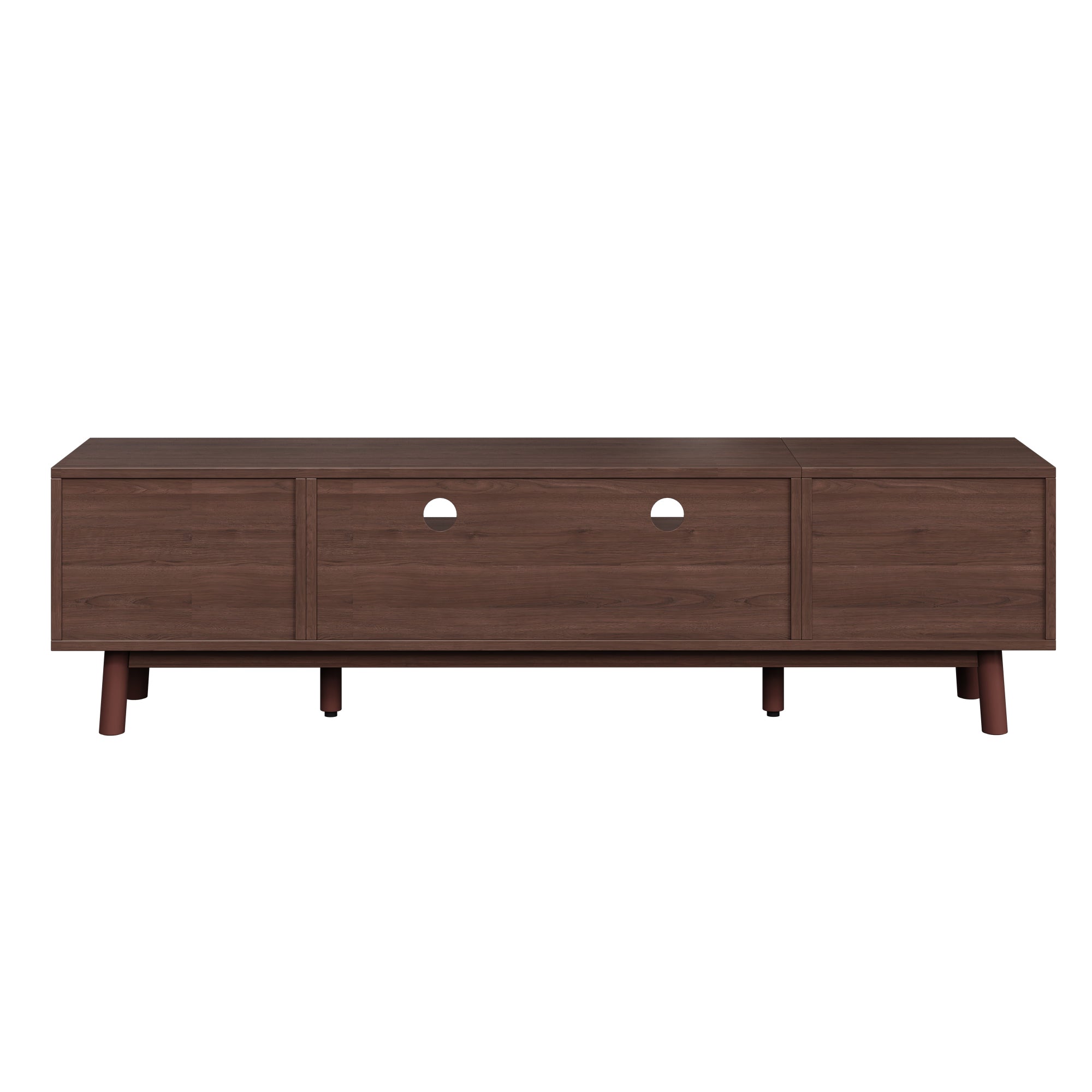 67" Rattan TV Stand with Soft-Close Cabinets & Drop-Down Door Storage