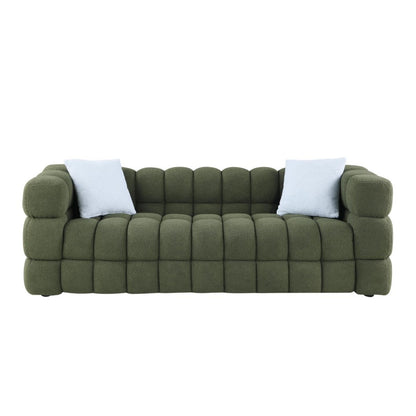 Marshmallow Boucle 3-Seater Sofa (Olive Green, 84.3″)
