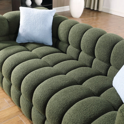 Marshmallow Boucle 3-Seater Sofa (Olive Green, 84.3″)