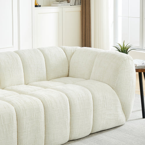 3-Seat Cloud Sofa with Quilted Chenille & Piano-Key Backrest Design