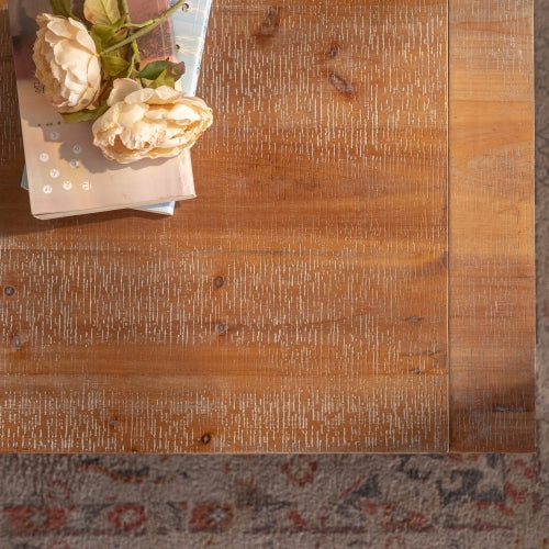 2-Tier Rustic Coffee Table With Storage Shelf