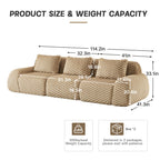 3-Seat Modular Sectional Sofa with Flannelette Fabric
