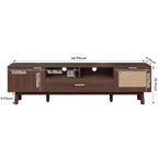 67" Rattan TV Stand with Soft-Close Cabinets & Drop-Down Door Storage