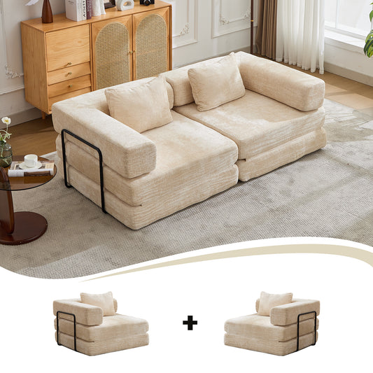 Convertible Floor Sofa Bed With Fixed-Shape Frame