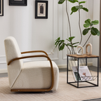 360° Swivel Accent Chair with Curved Wood Arms & Plush Foam Upholstery