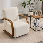 360° Swivel Accent Chair with Curved Wood Arms & Plush Foam Upholstery