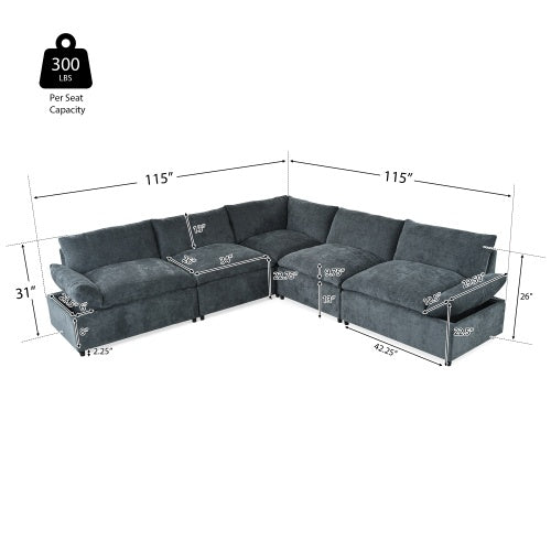 115.5 Modular Deep Gray Sectional Sofa