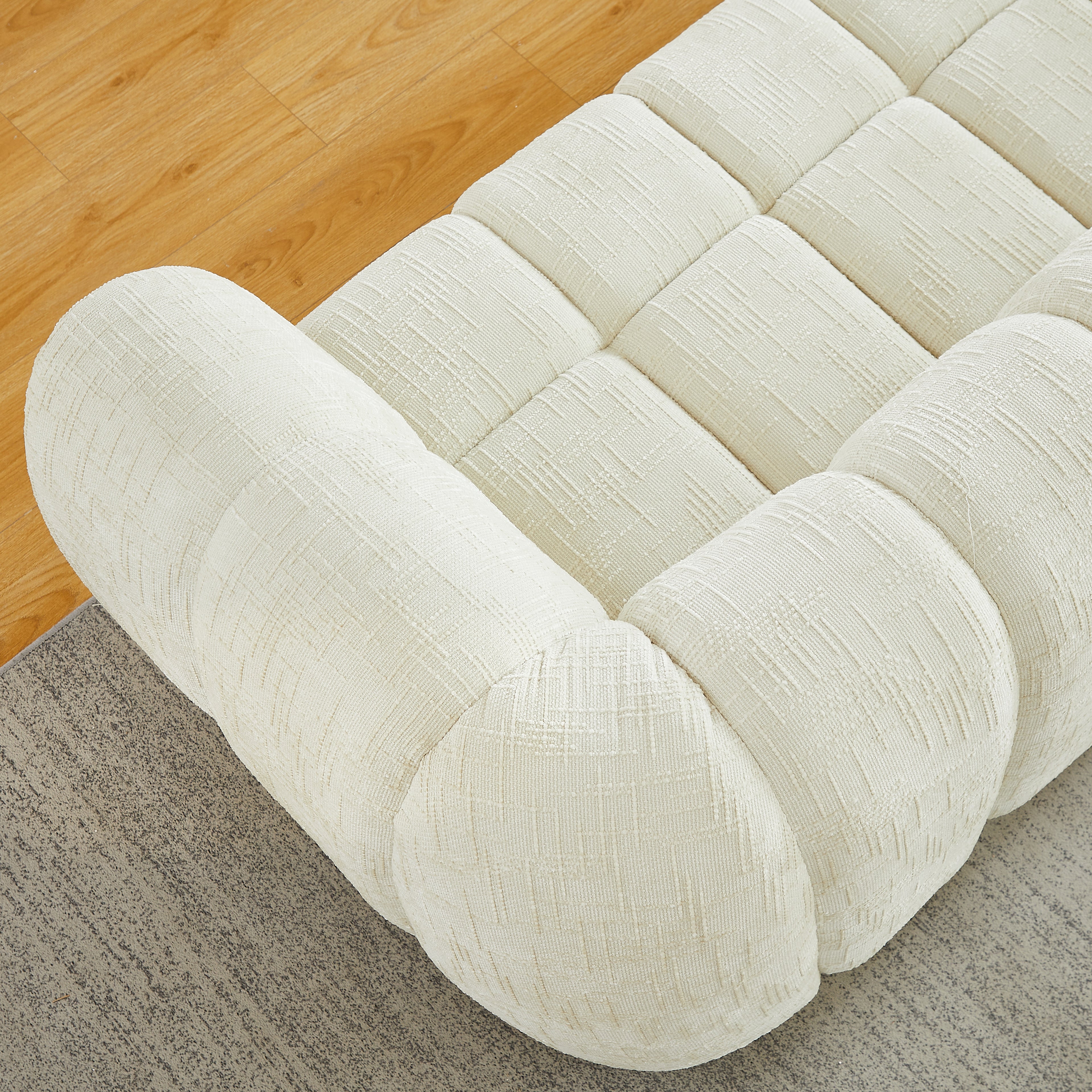 3-Seat Cloud Sofa with Quilted Chenille & Piano-Key Backrest Design