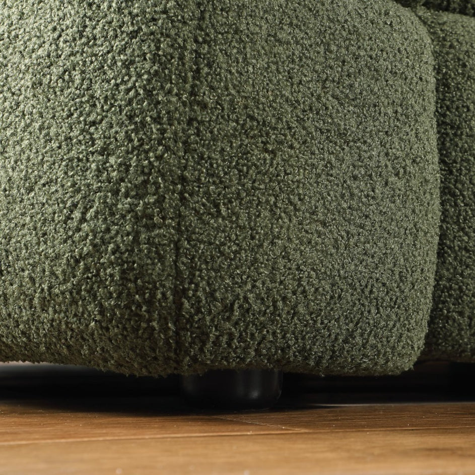 Marshmallow Boucle 3-Seater Sofa (Olive Green, 84.3″)