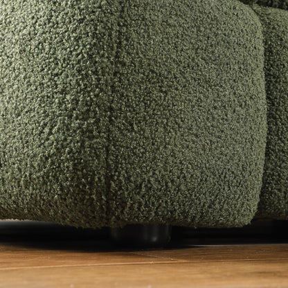Marshmallow Boucle 3-Seater Sofa (Olive Green, 84.3″)