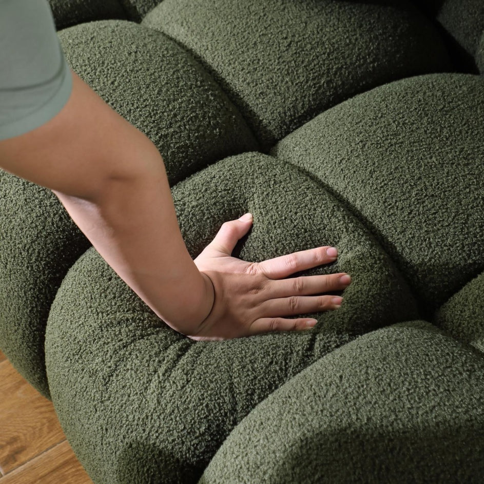 Marshmallow Luxe Bouclé Sofa (Olive Green)