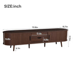 70" Mid-Century TV Stand with Tambour Doors & Built-In Power Outlet
