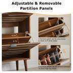 32" Walnut Shoe Cabinet with Flip Drawers & Paperclip Groove Panel