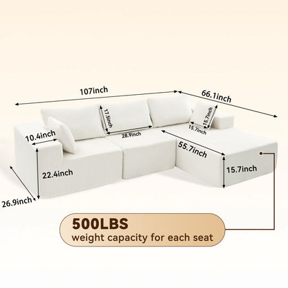 108'' Modular L-shaped Combination Sofa