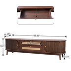 67" Rattan Media Console with Solid Wood Legs & Cable Management