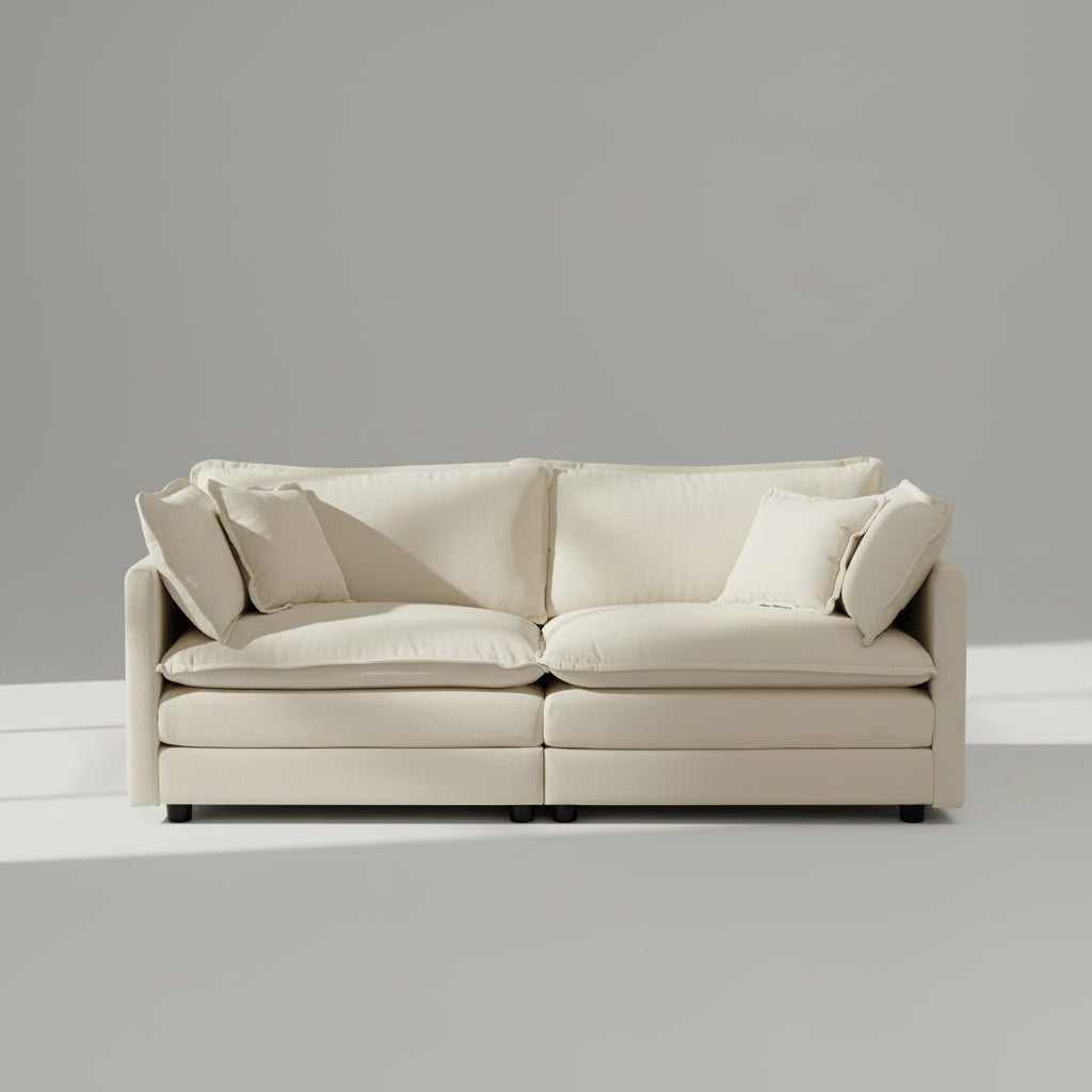 2-Seat Chenille Loveseat Sofa with Deep Seat & 4 Pillows