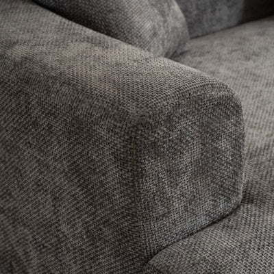 Modern Curved Fabric Sofa With 3 Pillows